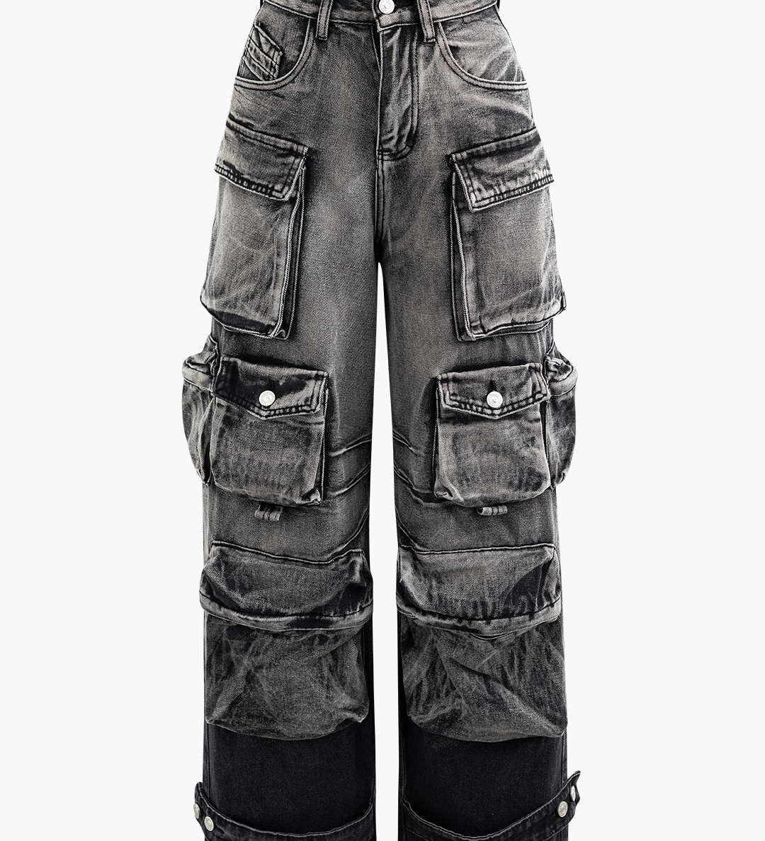Ombre Wide-Leg Cargo Jeans