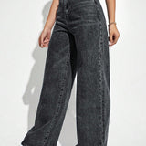 Off Duty Wide-Leg Denim Hose