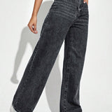 Off Duty Wide-Leg Denim Hose