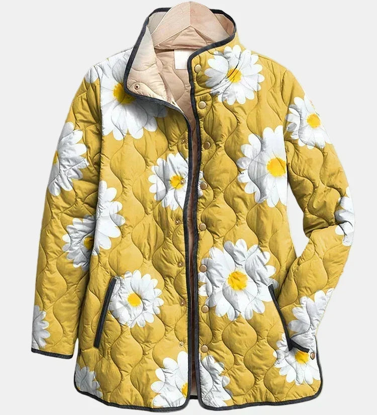 Élise | Gesteppte Jacke mit Gänseblümchen – Gänseblümchen-Gelb