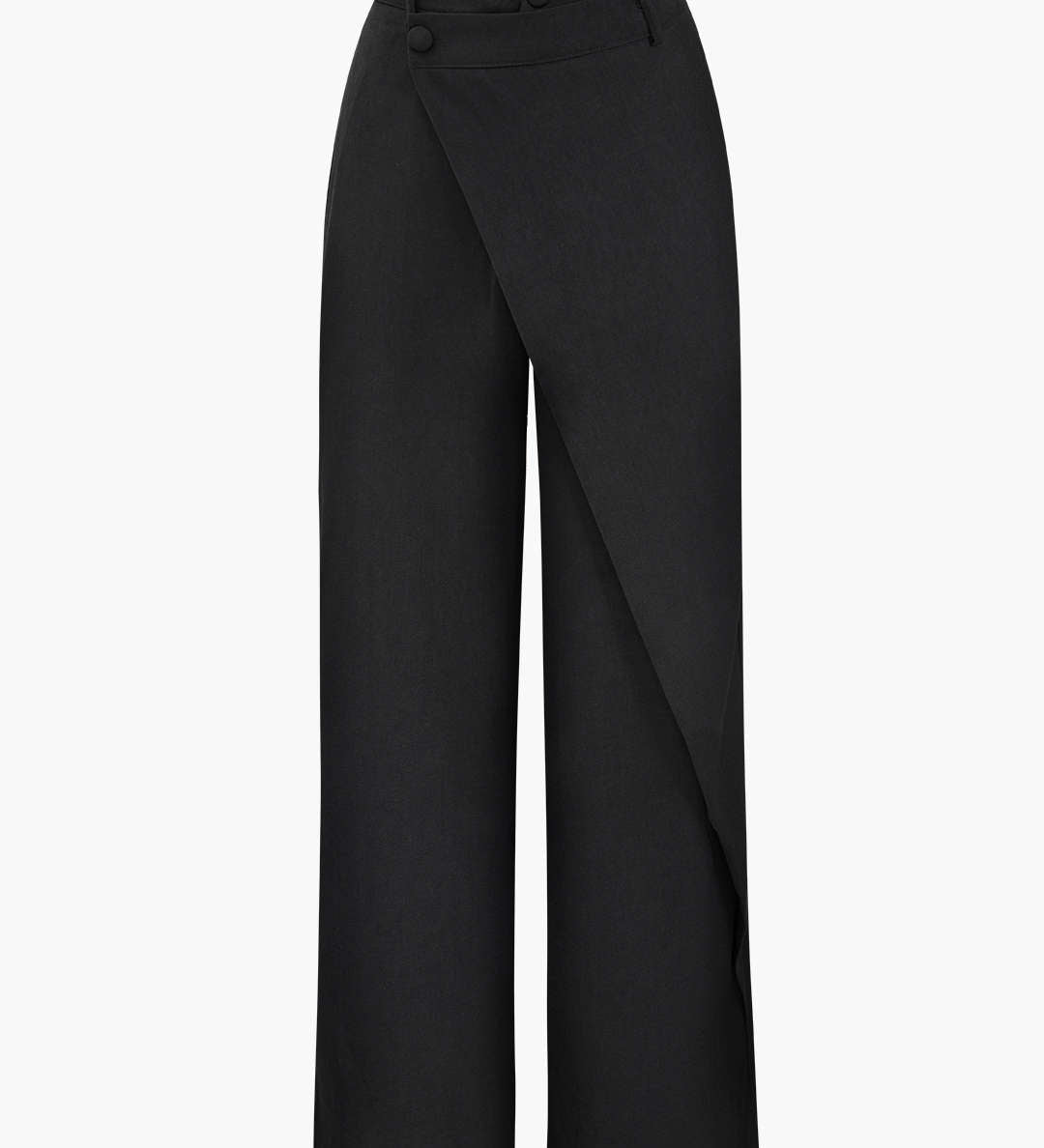 Draped Wrap Straight-Leg Trousers