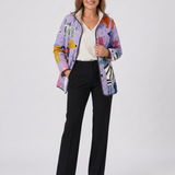 Michèle | Gesteppte Jacke mit kleinen Hunden – Flieder mit Print