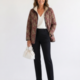Sophie | Gesteppte Jacke mit violettem Karomuster – Violett und Gold