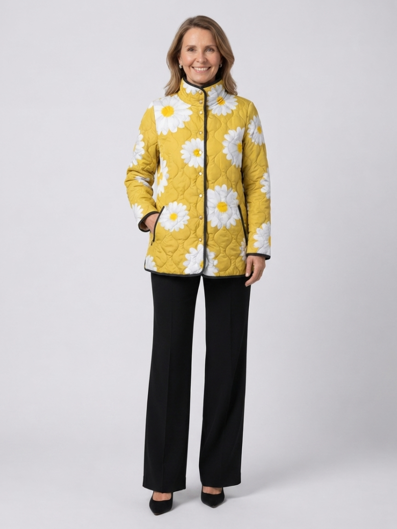Élise | Gesteppte Jacke mit Gänseblümchen – Gänseblümchen-Gelb