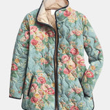 Gesteppte Jacke mit Aqua-Rosen – Mehrfarbig