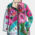 Lucie | Gesteppte Jacke mit Aquarellblumen – Mehrfarbiges Aquarell