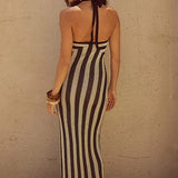 Soleil Stripe Crochet Maxi Kleid