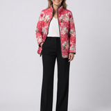 Christine | Gesteppte Jacke mit pudrigen Rosen – Himbeerrosa