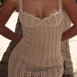 Sahara Pearl Crochet Mini Kleid