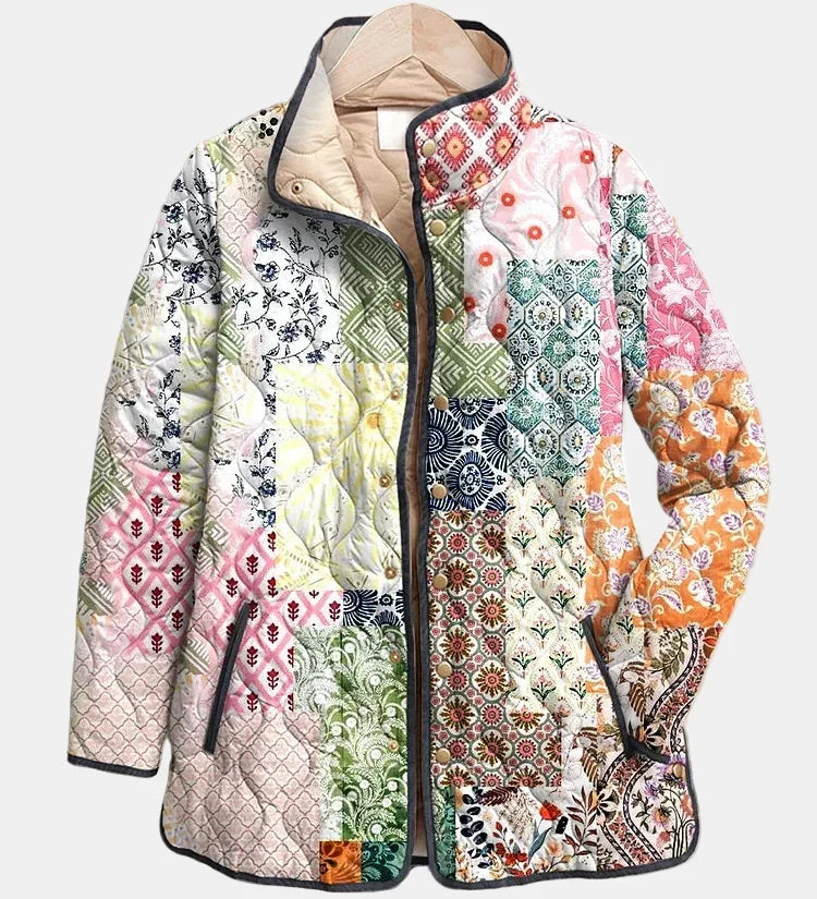 Gesteppte Jacke mit klassischem Patchwork – Mehrfarbig