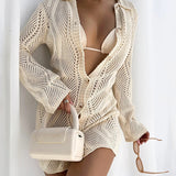Isla Cove Crochet Button Mini Kleid