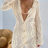Isla Cove Crochet Button Mini Kleid