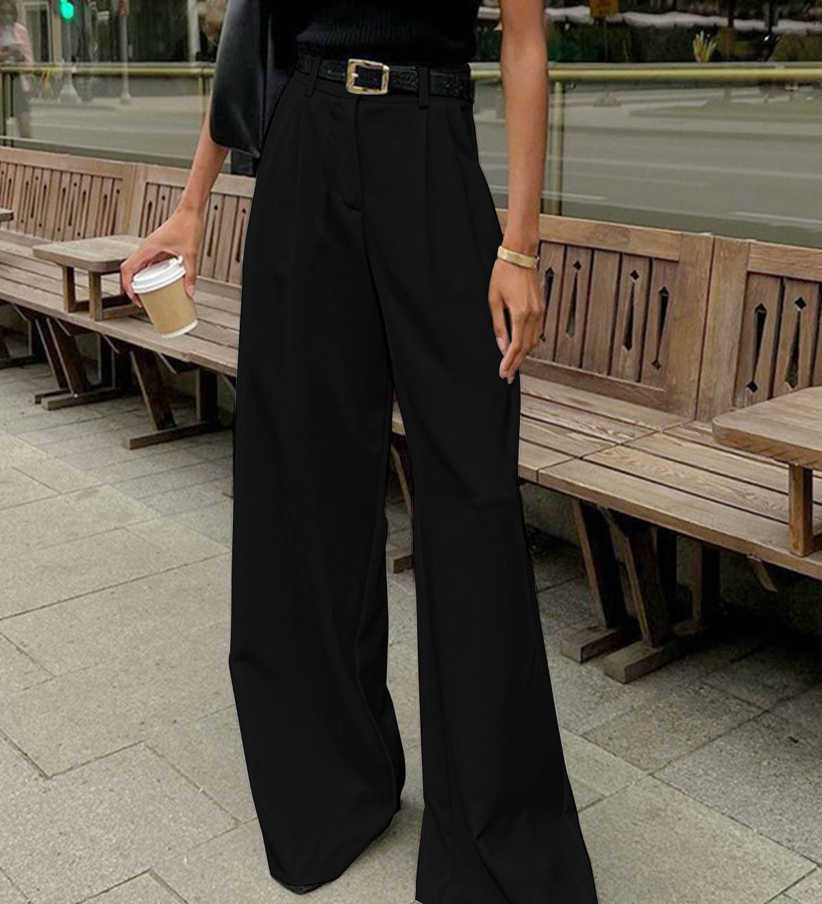 Thea High-Waisted Wide Leg Trousers