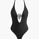 Noir Empress Plunge Badeanzug