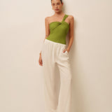 Verdant Elegance One-Shoulder Badeanzug