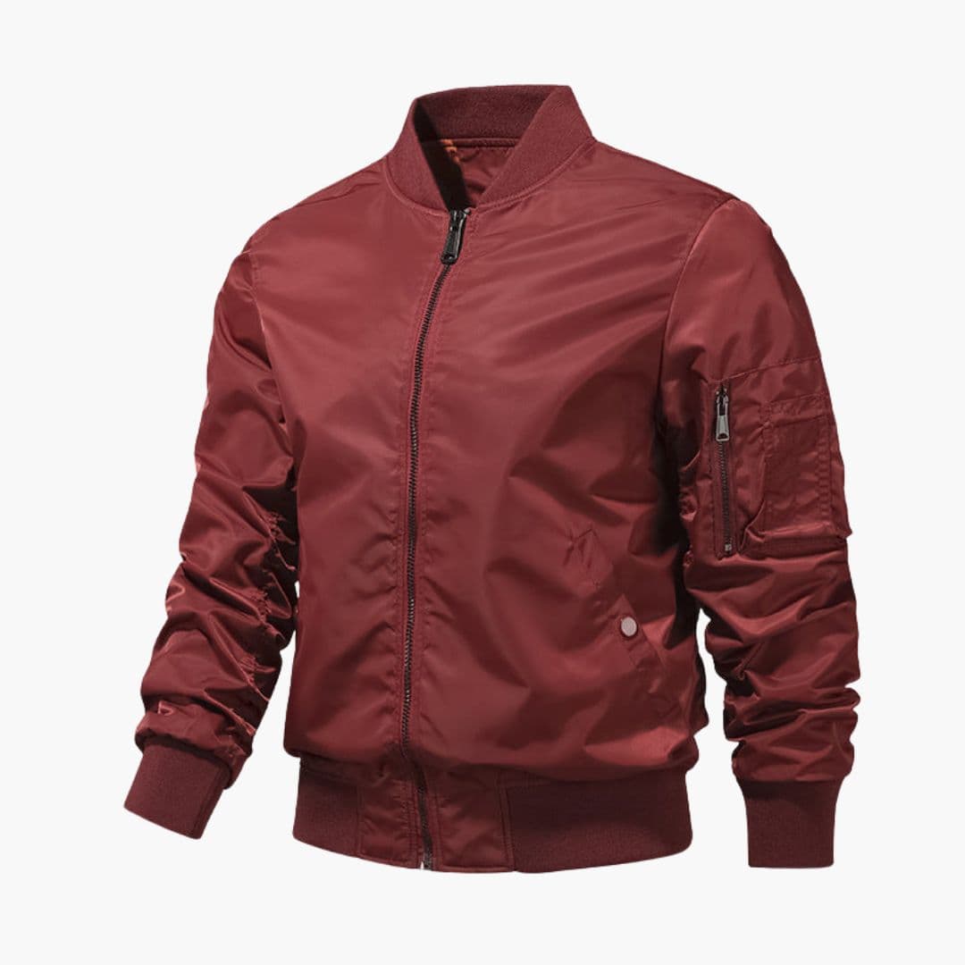 Men's Bomber Jacke with Ribbed Collar