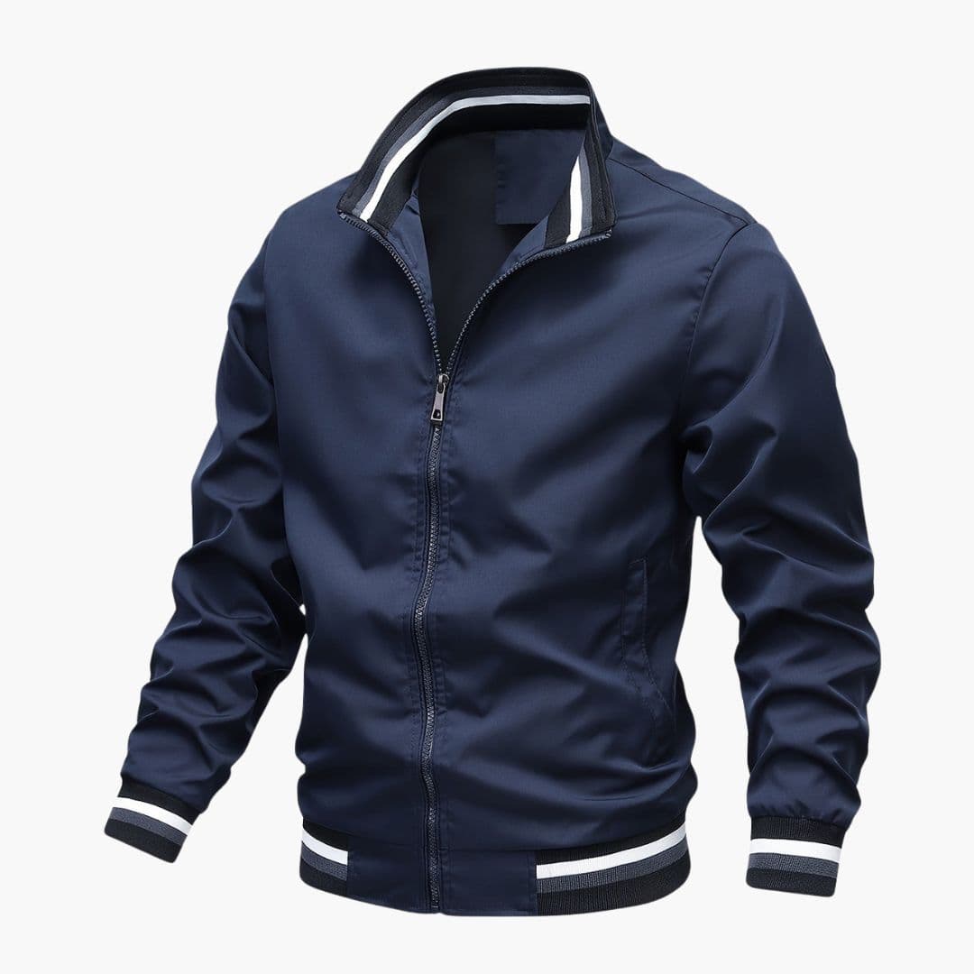 Men's Bomber Jacke with Striped Collar