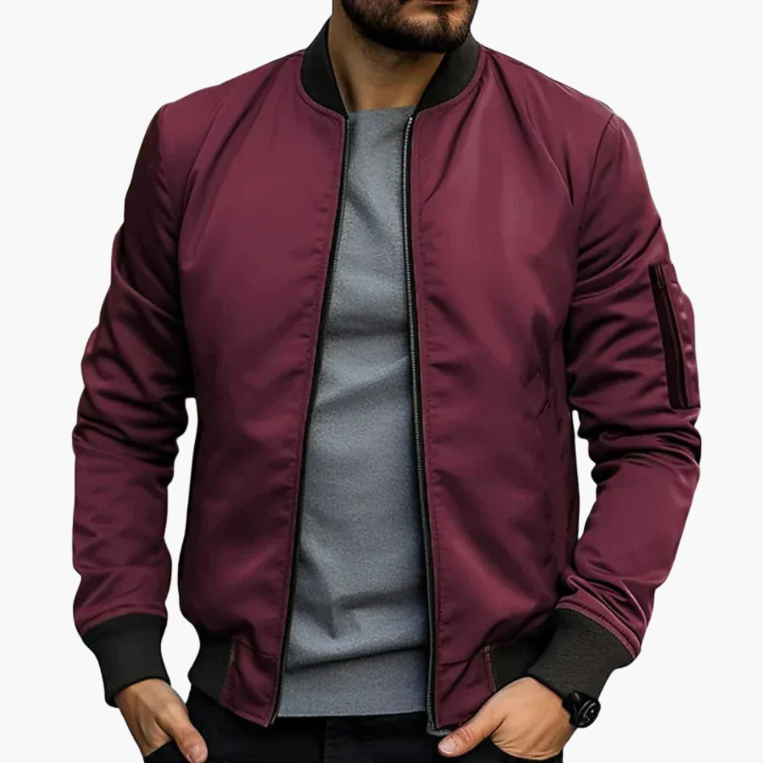 Men's aviator Jacke with ribbed collar and zippered pocket