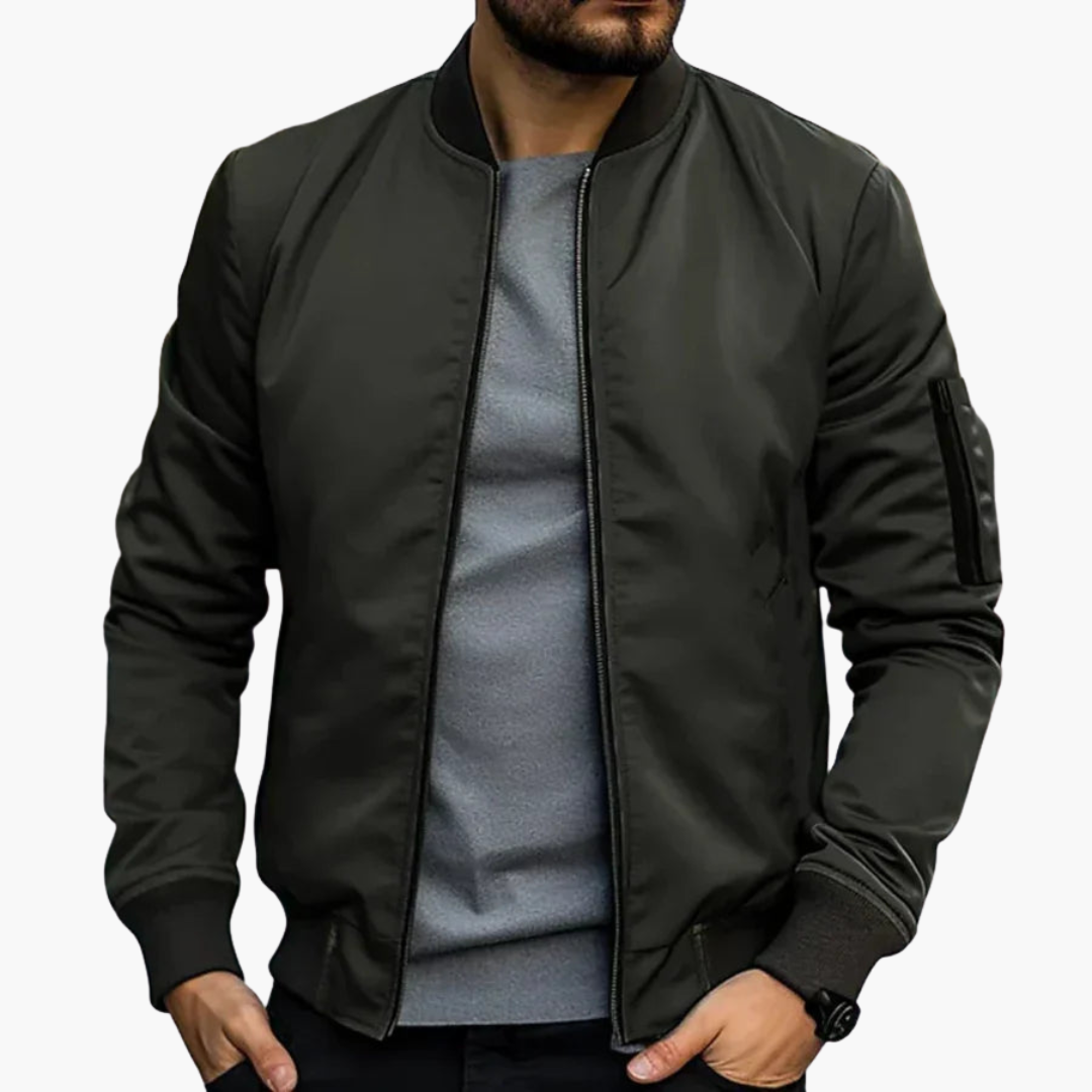 Men's aviator Jacke with ribbed collar and zippered pocket