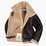 Men's aviator Jacke with faux shearling collar and zipper closure