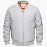 Men's bomber Jacke with striped ribbed collar