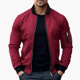 Men's bomber Jacke with striped ribbed collar