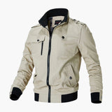 Men's bomber Jacke with striped ribbed collar
