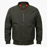 Men's bomber Jacke with striped ribbed collar