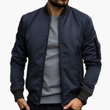 Men's bomber Jacke with striped ribbed collar