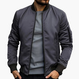 Men's bomber Jacke with striped ribbed collar