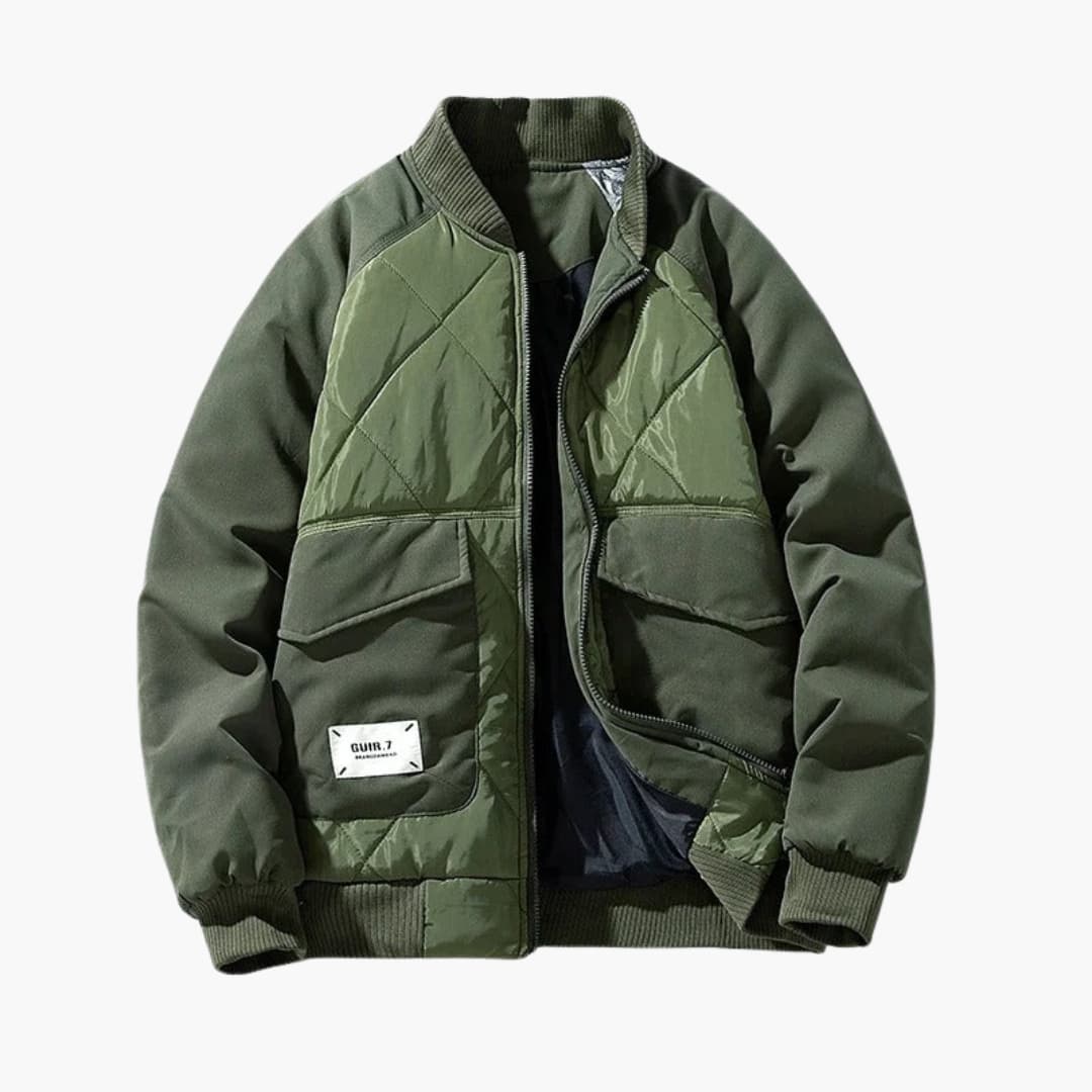 Men's zip-up bomber Jacke with flap pockets