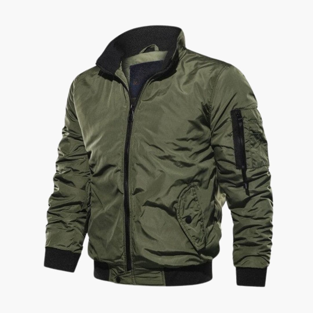 Men's Bomber Jacke with Zipper Closure