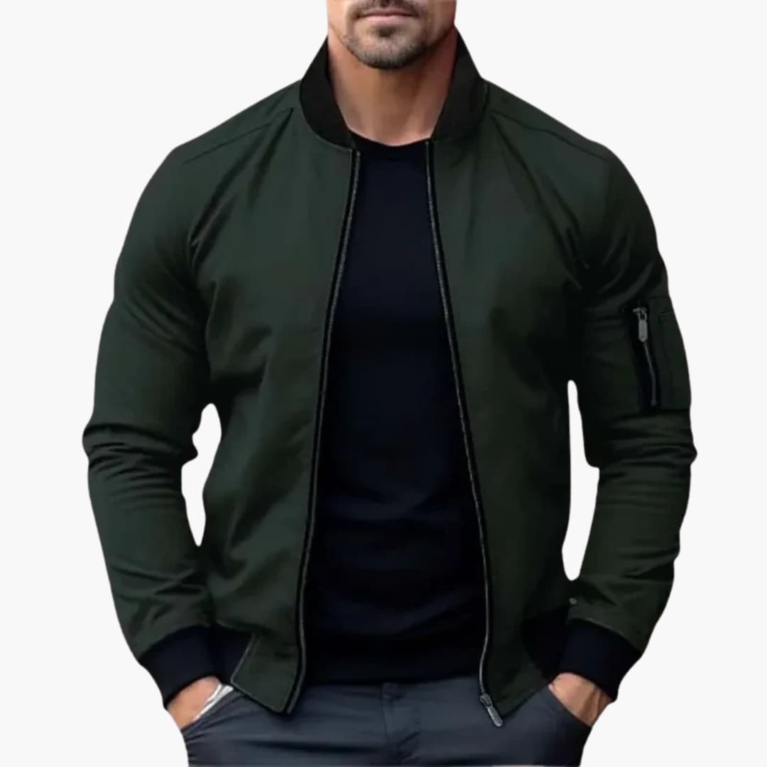 Men's Bomber Jacke with Zipper Closure