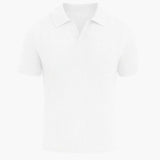 Ribbed knit polo sweater for men with open collar