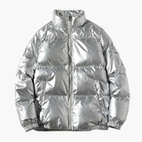 Shiny Men's Down Jacke with Stand-up Collar