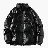 Shiny Men's Down Jacke with Stand-up Collar
