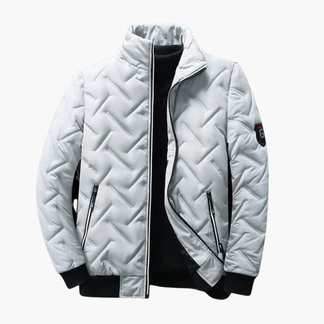 Men's Quilted Down Jacke with Zipped Pockets