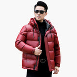 Men's Puffer Jacke with Hood and Zipper Closure
