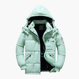 Men's Down Jacke with Hood and Zipped Pockets