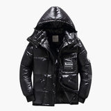 Men's Down Jacke with Hood and Zipped Pockets