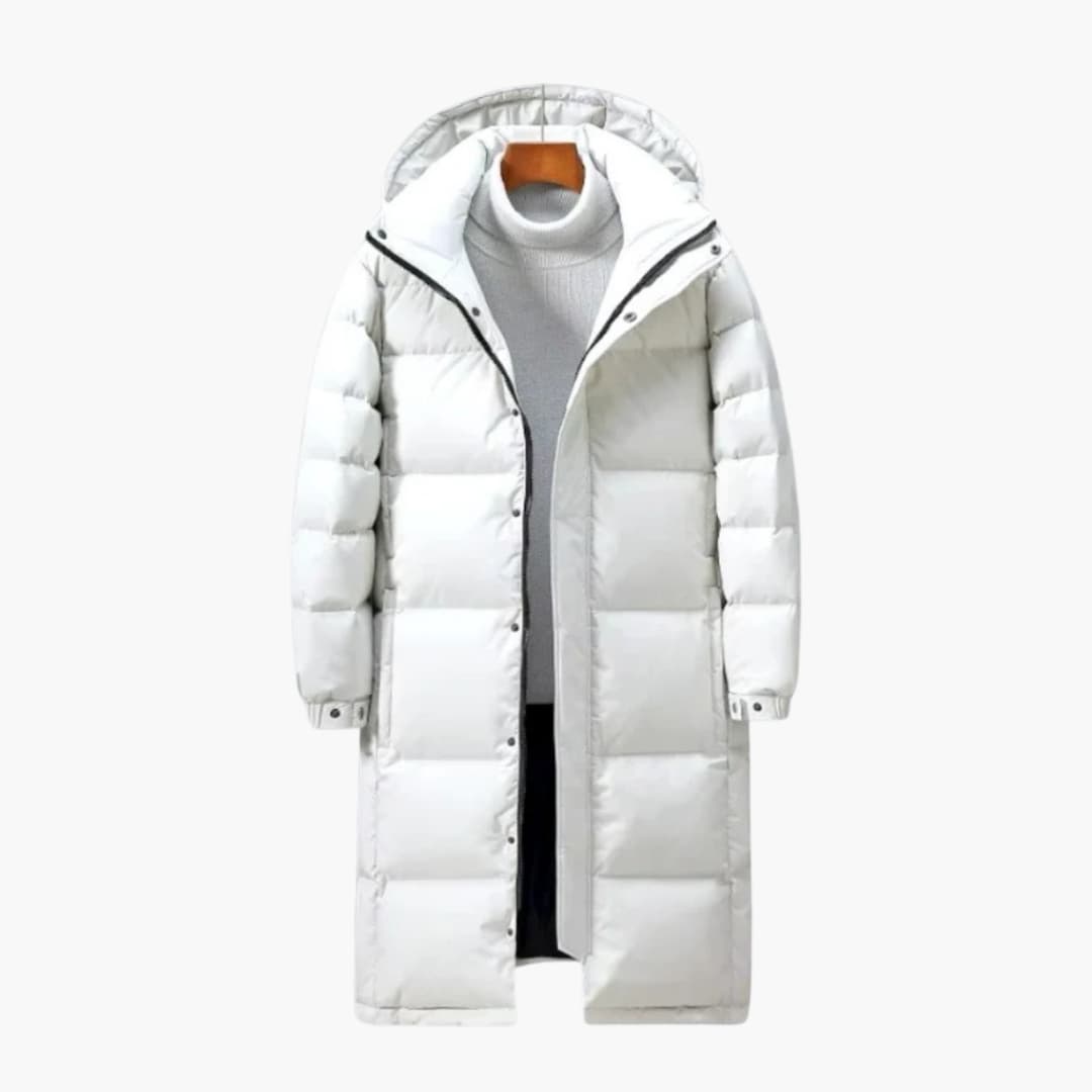 Long Men's Down Jacke with Hood