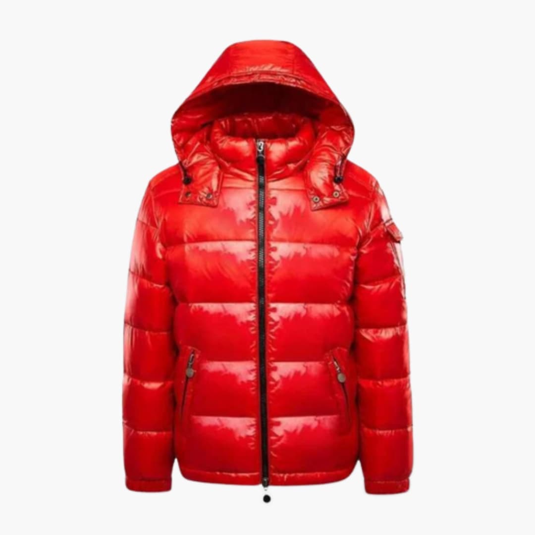 Men's puffer Jacke with hood and zipper closure