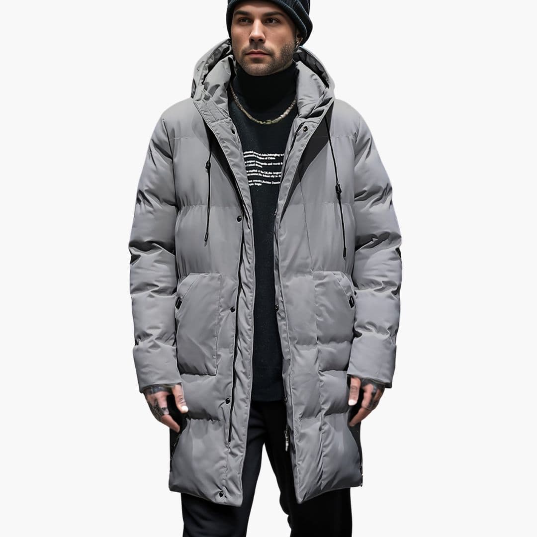 Long men's down Jacke with hood
