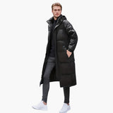 Men's long down Jacke with zip closure