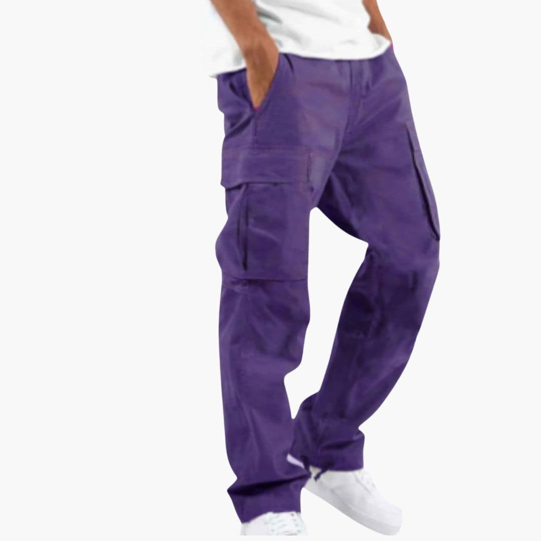 Men's Cargo Hose with Wide Legs and Multiple Pockets