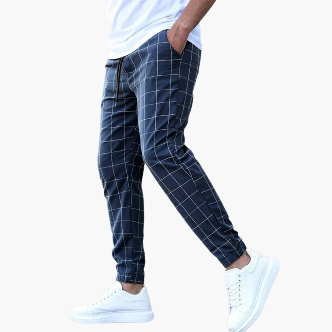 Men's checkered jogging Hose with elastic waistband and side pockets