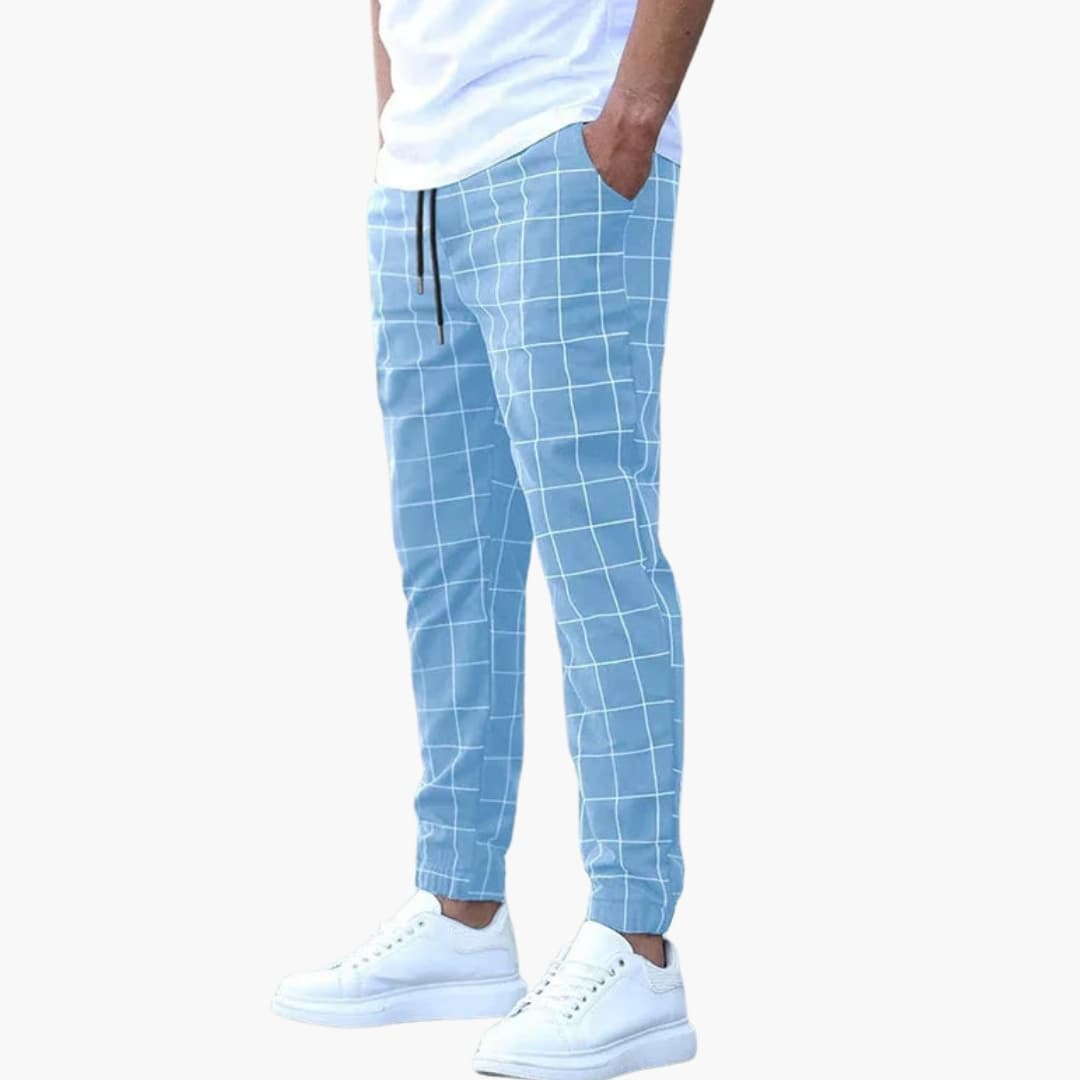 Men's checkered jogging Hose with elastic waistband and side pockets
