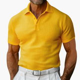 Men's short-sleeve polo shirt with classic collar and button placket