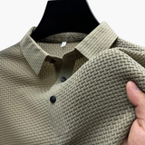 Men's short-sleeve polo shirt with classic collar and button placket