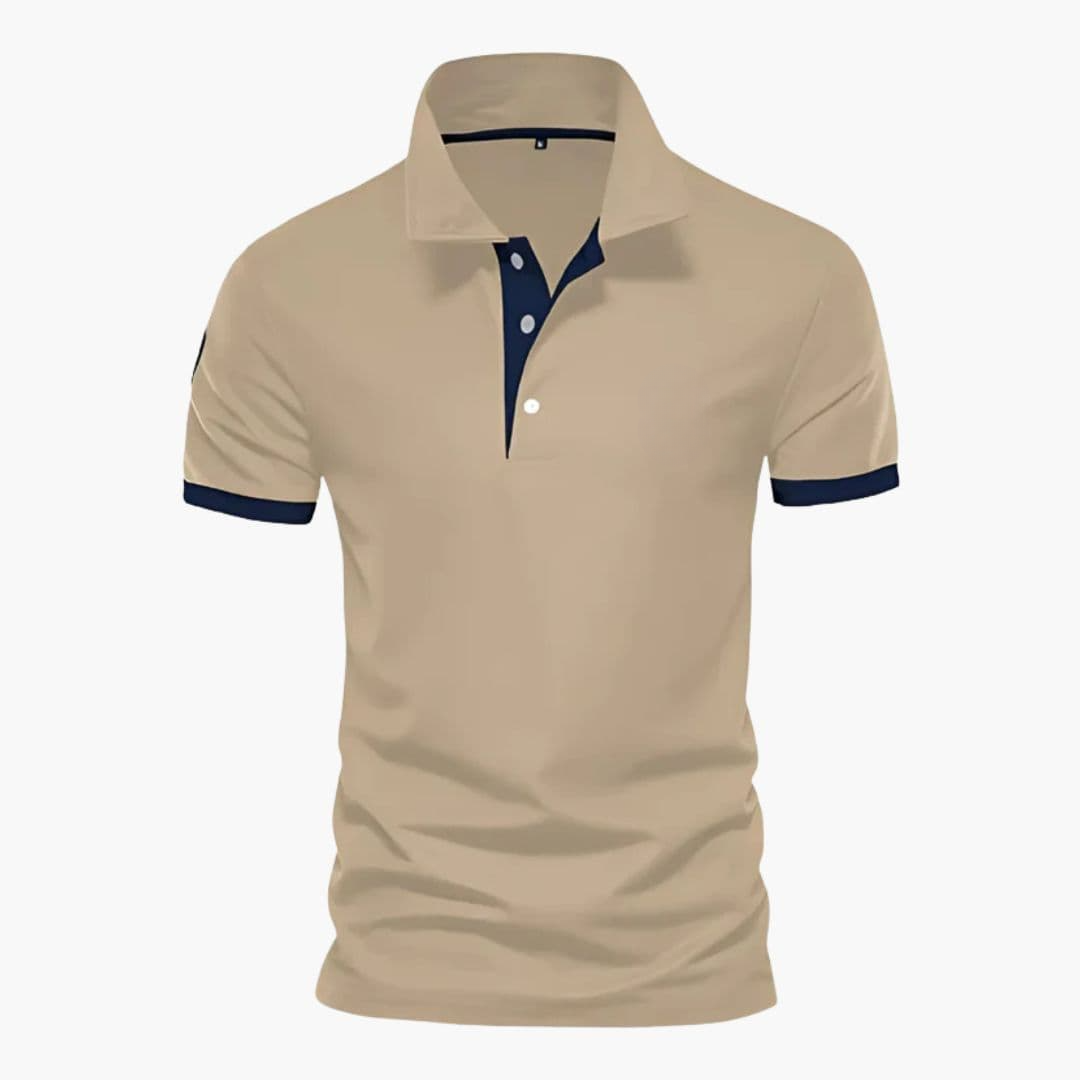 Men's polo shirt with contrast collar and short sleeves